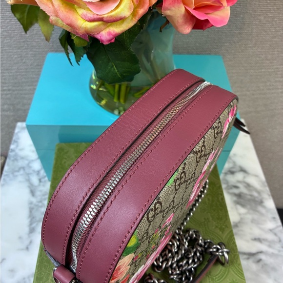 NWOT Authentic Gucci Pink Blooms GG Canvas Supreme Camera Floral Crossbody Bag - Picture 4 of 13